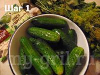 Recept med ett foto på saltade krispiga gurkor för vintern